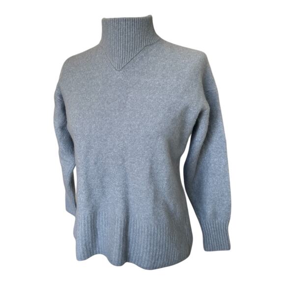 Everlane Mock Neck Wool Yak Blend Sky Blue Sweater Women's sz Small Preppy Cozy - Picture 2 of 12